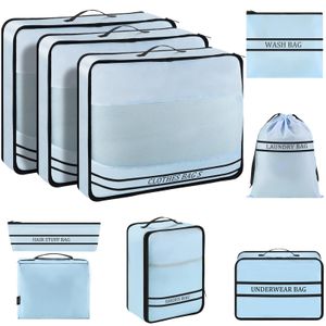 Juego de 9 cubos de equipaje organizadores de equipaje para accesorios de viaje, bolsas de viaje que
