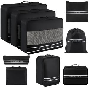 Juego de 9 cubos de equipaje organizadores de equipaje para accesorios de viaje, bolsas de viaje que