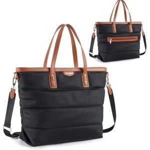 Missnine Bolsa de mano acolchada para mujer, con cremallera, de nailon, para laptop, con asa