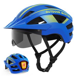 OutdoorMaster Casco de bicicleta para adultos, casco de bicicleta con luz LED trasera recargable,