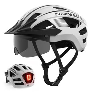 OutdoorMaster Casco de bicicleta para adultos, casco de bicicleta con luz LED trasera recargable,