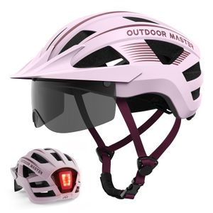 OutdoorMaster Casco de bicicleta para adultos, casco de bicicleta con luz LED trasera recargable,