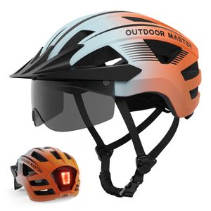 OutdoorMaster Casco de bicicleta para adultos, casco de bicicleta con luz LED trasera recargable,