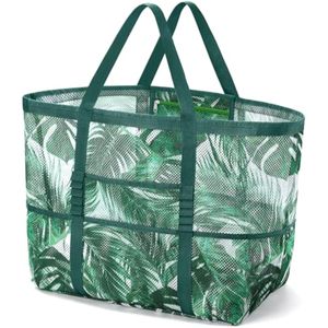 KPX Bolsa de playa de malla, bolsas grandes de playa para mujer, bolsa plegable de malla para