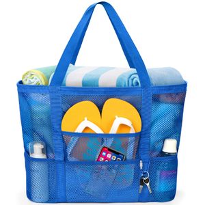 KPX Bolsa de playa de malla, bolsas grandes de playa para mujer, bolsa plegable de malla para