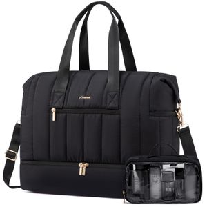 LOVEVOOK Bolsa de viaje acolchada, bolsas de fin de semana para mujer con compartimento para