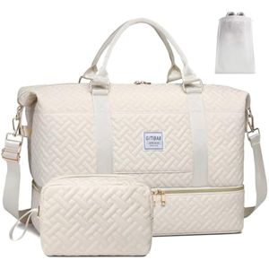 Bolsas de lona para mujer, bolsa de viaje acolchada de 50 litros con compartimento para zapatos,