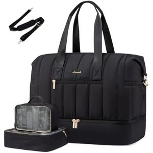 LOVEVOOK Bolsa de viaje acolchada, bolsas de fin de semana para mujer con compartimento para