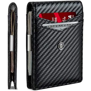 Suavell Billeteras delgadas de cuero para hombres. Cartera con clip para dinero. Cartera de perfil