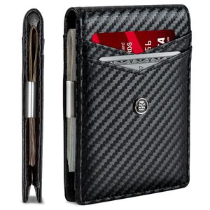 Suavell Billeteras delgadas de cuero para hombres. Cartera con clip para dinero. Cartera de perfil