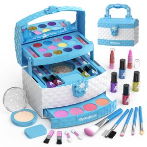 PERRYHOME Kit de maquillaje infantil para niña, 35 piezas, cosméticos reales lavables, juego de