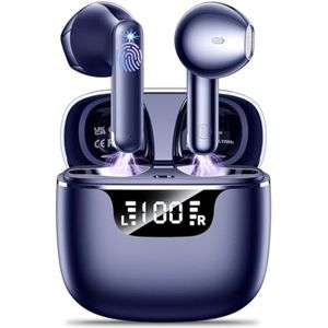 Auriculares inalámbricos Bluetooth 5.3 con 4 micrófonos ENC con cancelación de ruido, auriculares