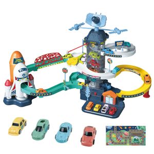 RedCrab Juego de autos espaciales para niños, juego de pista de rampa de juguete, juguete educativo