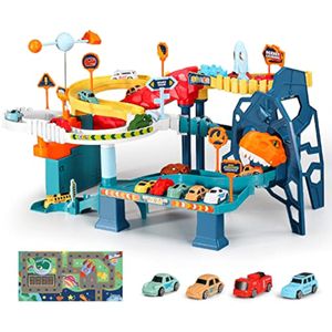 RedCrab Juego de autos espaciales para niños, juego de pista de rampa de juguete, juguete educativo