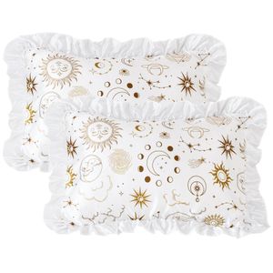 EXQ Home Funda de almohada de satén con volantes para cabello y piel, tamaño Queen, funda de