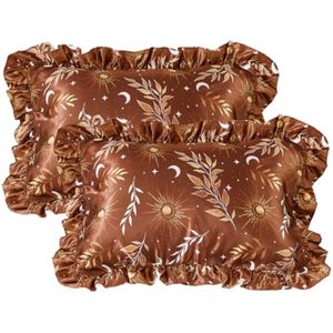 EXQ Home Funda de almohada de satén con volantes para cabello y piel, tamaño Queen, funda de