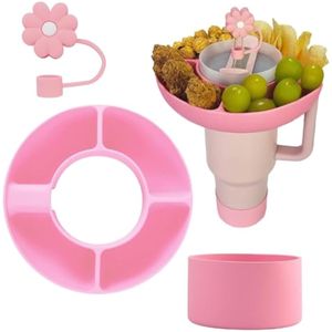 Paquete de 3 vasos compatibles con Stanley de 40 onzas con asa, funda de popote de silicona para