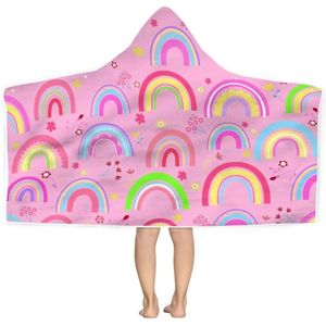 Bonsai Tree Toalla de playa con capucha arcoíris para niños y niñas, bonita toalla de baño de