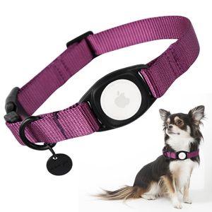 Babole Pet AirTag - Collar de perro rojo rosa para cachorros pequeños, 11 colores, collar de nailon