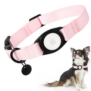 Babole Pet AirTag - Collar de perro rojo rosa para cachorros pequeños, 11 colores, collar de nailon