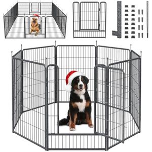 Mr IRONSTONE Corralito para perros con revestimiento antioxidante, 32 pulgadas de altura, 8 paneles