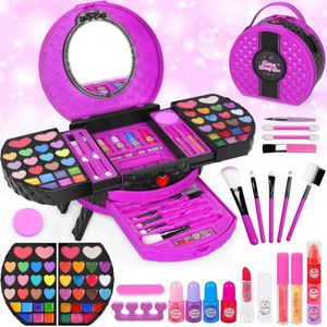 Kit de maquillaje para niños, 66 piezas, juego de maquillaje lavable para niñas pequeñas, juego de