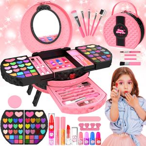 Kit de maquillaje para niños, 66 piezas, juego de maquillaje lavable para niñas pequeñas, juego de