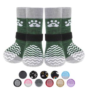 PUPTECK Calcetines antideslizantes para perros, 2 pares con doble agarre para suelos de madera dura,