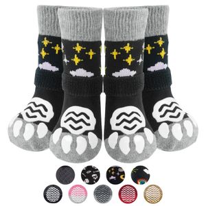 PUPTECK Calcetines antideslizantes para perros, 2 pares con doble agarre para suelos de madera dura,