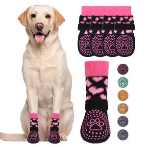 KOOLTAIL Calcetines antideslizantes para perro, 2 pares de zapatos de perro de doble cara, agarre de