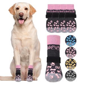 KOOLTAIL Calcetines antideslizantes para perro, 2 pares de zapatos de perro de doble cara, agarre de