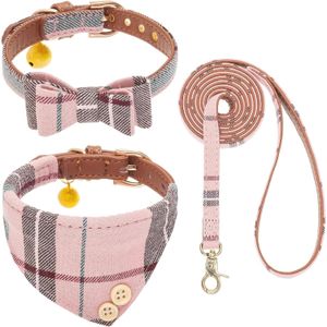Juego de collar y correa de perro con pajarita para perros pequeños, collares de correa de cachorro