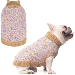 BEAUTYZOO Suéter de punto para perros – Ropa de cuello alto a rayas para perros pequeños, medianos y