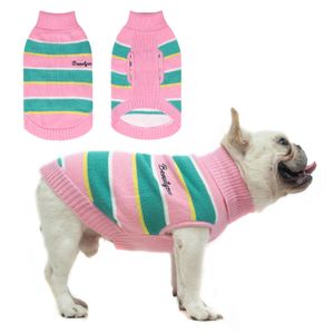 BEAUTYZOO Suéter de punto para perros – Ropa de cuello alto a rayas para perros pequeños, medianos y