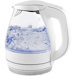 Ovente Tetera de 1.5 litros libre de BPA, cristal, inalámbrica, eléctrica