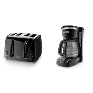 BLACK+DECKER Tostadora de 4 rebanadas, extra ancha, negra, TR1410BD, 10.91x11.54x7.71