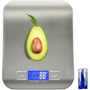 Báscula de alimentos, báscula de cocina de 11 libras con 6 unidades de función de tara y pantalla
