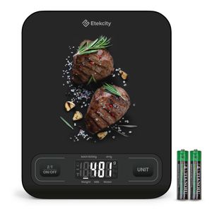 Báscula de cocina digital multifunción Etekcity, báscula de alimentos, 11 lbs, plata, acero