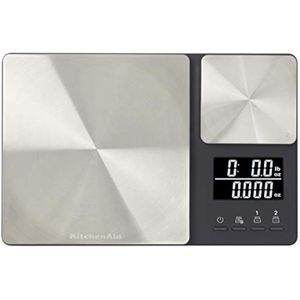 KitchenAid KQ909 Báscula digital de cocina y alimentos de doble plataforma, capacidad de 11 libras y