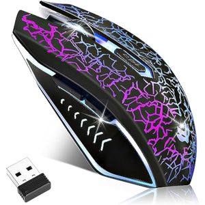 Mouse inalámbrico para juegos, mouse inalámbrico recargable, luz LED de 7 colores, mouse ergonómico