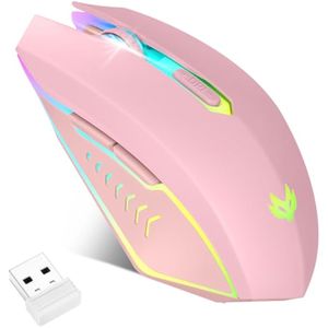 Mouse inalámbrico para juegos, mouse inalámbrico recargable, luz LED de 7 colores, mouse ergonómico