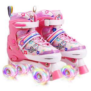 Patines ajustables para niñas, 4 tamaños ajustables, ruedas iluminadas, el mejor regalo para niñas,