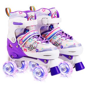 Patines ajustables para niñas, 4 tamaños ajustables, ruedas iluminadas, el mejor regalo para niñas,