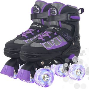 MammyGol Patines de ruedas para niños y niñas, patines ajustables con ruedas iluminadas para niños