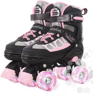 MammyGol Patines de ruedas para niños y niñas, patines ajustables con ruedas iluminadas para niños