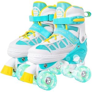 MammyGol Patines de ruedas para niños y niñas, patines ajustables con ruedas iluminadas para niños