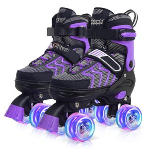 Nattork Patines de ruedas para niños y niñas, patines ajustables de 4 tamaños con ruedas iluminadas