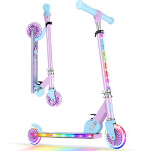 BELEEV Patinetes para niños de 3 a 12 años con ruedas iluminadas, vástago y cubierta, scooter