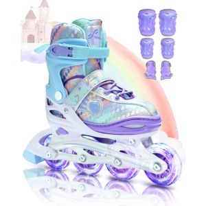 Patines para niñas: Sportneer Patines en línea Patines en línea 4 tamaños ajustables con luz para