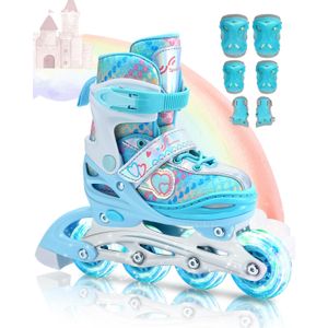 Patines para niñas: Sportneer Patines en línea Patines en línea 4 tamaños ajustables con luz para